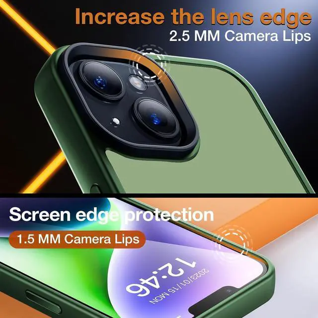 Alt view image 4 of 7 - Strong Magnetic Case for iPhone 12 Pro Max [Compatible with MagSafe] Protective Shockproof Cover Phone Case for iPhone 12 Pro Max 6.7" Matte Green