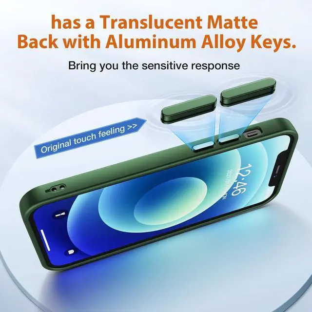 Alt view image 7 of 7 - Strong Magnetic Case for iPhone 12 Pro Max [Compatible with MagSafe] Protective Shockproof Cover Phone Case for iPhone 12 Pro Max 6.7" Matte Green