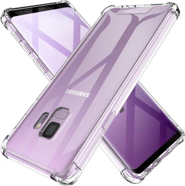 Main image of KIOMY Clear Case for Samsung Galaxy S9, Airbags Corners Shockproof Bumper Protective Cover Hybrid Design Hard PC Back + Flexible TPU Frame