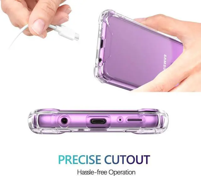 Alt view image 5 of 7 - KIOMY Clear Case for Samsung Galaxy S9, Airbags Corners Shockproof Bumper Protective Cover Hybrid Design Hard PC Back + Flexible TPU Frame