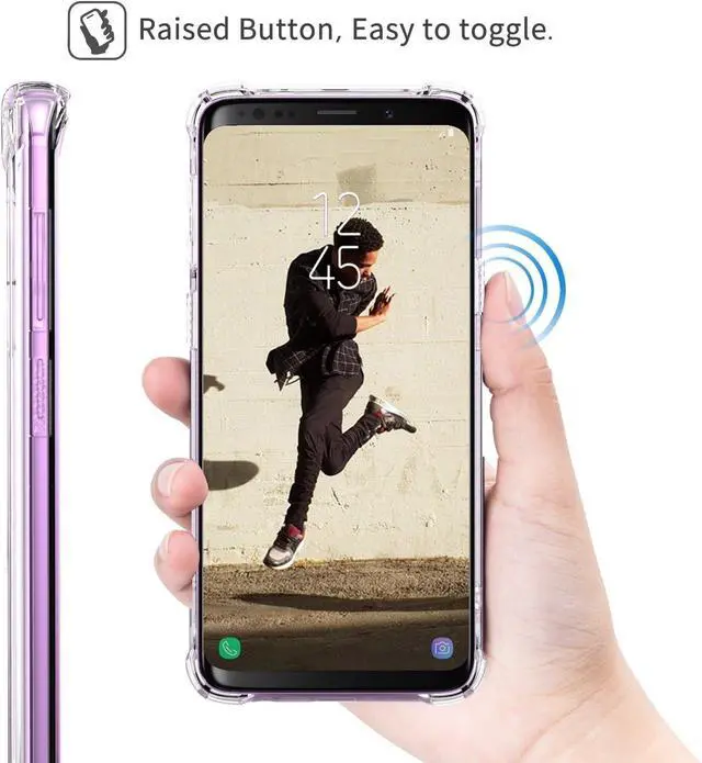 Alt view image 7 of 7 - KIOMY Clear Case for Samsung Galaxy S9, Airbags Corners Shockproof Bumper Protective Cover Hybrid Design Hard PC Back + Flexible TPU Frame