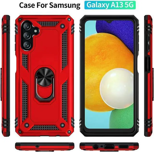 Alt view image 3 of 6 - Yiakeng Samsung A13 5G Case, Galaxy A13 5G Case with HD Screen Protector, Military Grade Protective Cases with Ring for Samsung Galaxy A13 5G(Red)
