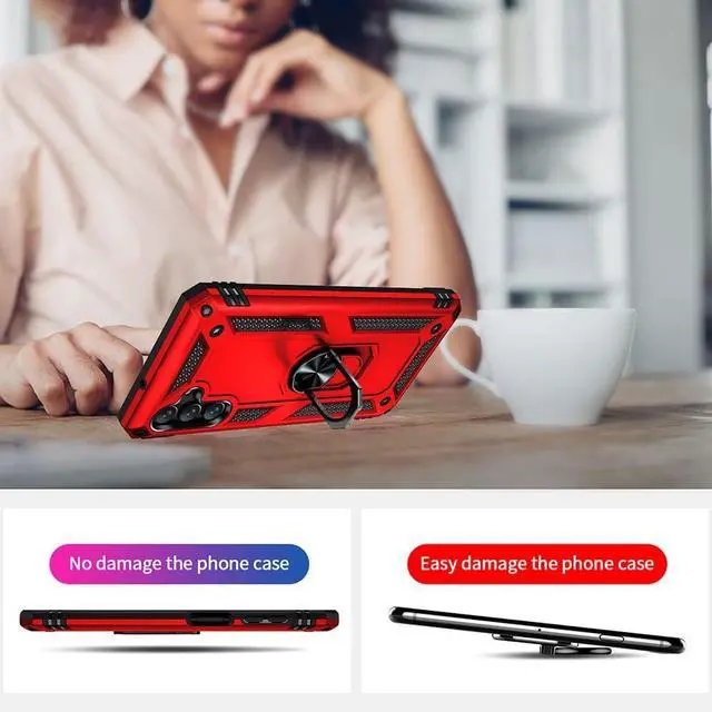 Alt view image 6 of 6 - Yiakeng Samsung A13 5G Case, Galaxy A13 5G Case with HD Screen Protector, Military Grade Protective Cases with Ring for Samsung Galaxy A13 5G(Red)