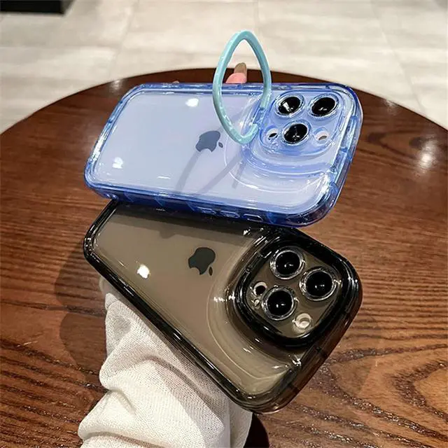 Alt view image 4 of 6 - Ownest Compatible with iPhone 15 Pro Max Case with Clear Kickstand Creative Protective Design Case with Camera Holder for TPU Slim Shockproof Cool Phone Case for iPhone 15 Pro Max-Blue