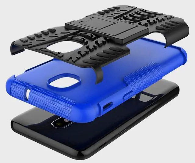 Alt view image 4 of 7 - Yiakeng Galaxy J7 2018 Shockproof Protective Case with Kickstand - Blue