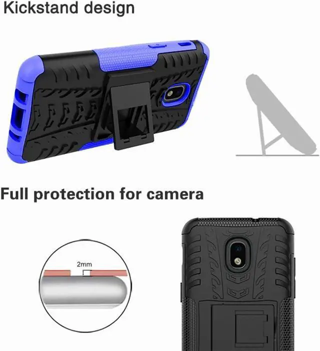 Alt view image 5 of 7 - Yiakeng Galaxy J7 2018 Shockproof Protective Case with Kickstand - Blue
