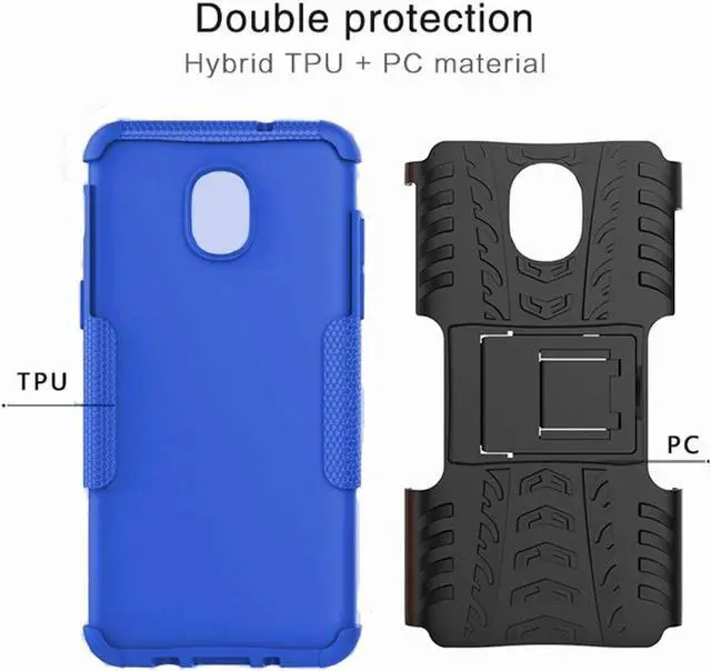 Alt view image 7 of 7 - Yiakeng Galaxy J7 2018 Shockproof Protective Case with Kickstand - Blue