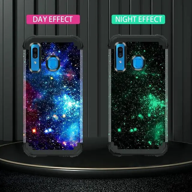 Alt view image 3 of 7 - Miqala for Galaxy A20/A30/A50 Case,Shiny in The Dark Three Layer Heavy Duty Shockproof Hard Plastic Bumper +Soft Silicone Rubber Protective Case for Samsung Galaxy A20/A30/A50,Blue Sky