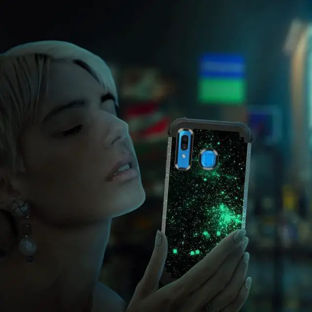 Alt view image 4 of 7 - Miqala for Galaxy A20/A30/A50 Case,Shiny in The Dark Three Layer Heavy Duty Shockproof Hard Plastic Bumper +Soft Silicone Rubber Protective Case for Samsung Galaxy A20/A30/A50,Blue Sky