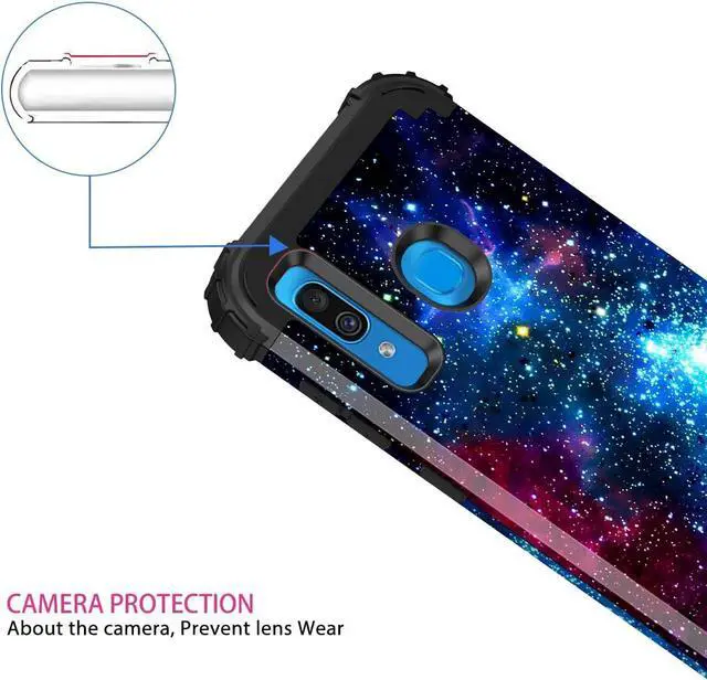 Alt view image 6 of 7 - Miqala for Galaxy A20/A30/A50 Case,Shiny in The Dark Three Layer Heavy Duty Shockproof Hard Plastic Bumper +Soft Silicone Rubber Protective Case for Samsung Galaxy A20/A30/A50,Blue Sky