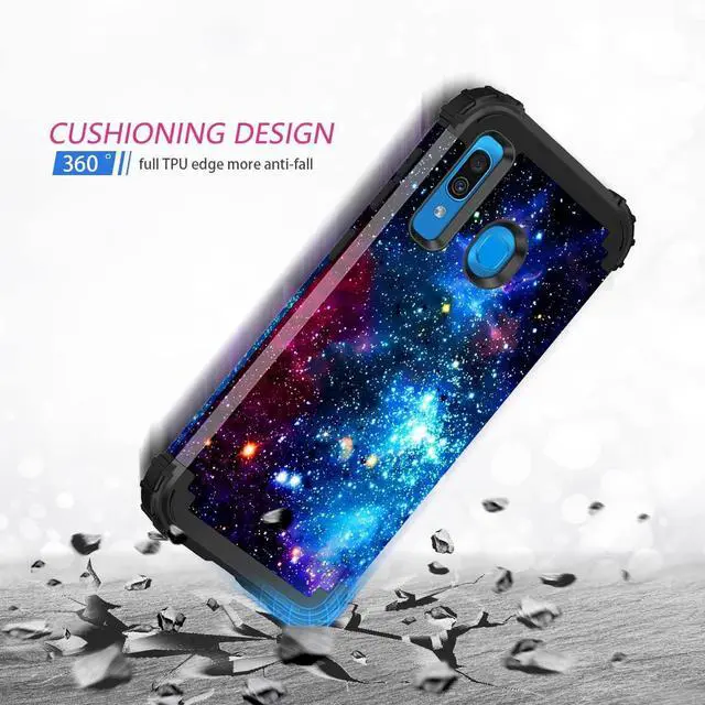 Alt view image 7 of 7 - Miqala for Galaxy A20/A30/A50 Case,Shiny in The Dark Three Layer Heavy Duty Shockproof Hard Plastic Bumper +Soft Silicone Rubber Protective Case for Samsung Galaxy A20/A30/A50,Blue Sky