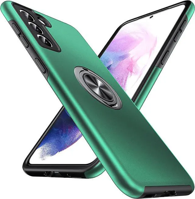 Main image of Anqrp Hidden Series Galaxy S21+ Plus Case 5G,[No Fall-Off Kickstand] 360°Embedded Ring, 15Ft Military Grade Shockproof Protective Phone Case Designed for Samsung Galaxy S21 Plus 6.7 Inch, Green