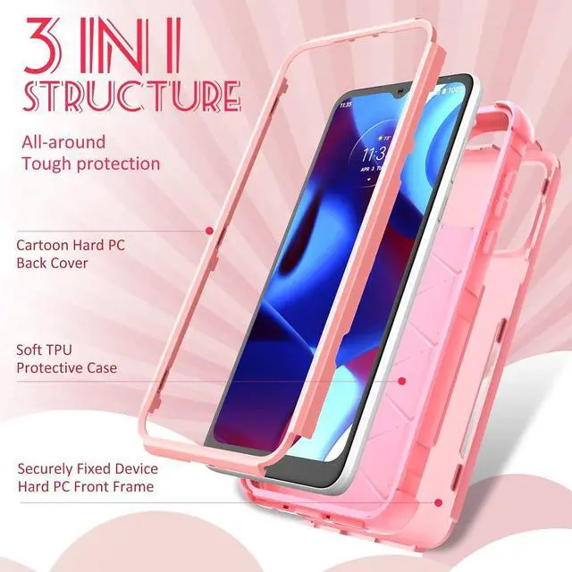 Alt view image 4 of 6 - for Motorola Moto G Pure/G Power 2022 Case/G Play 2023 Case,Women Girls Cute Strawberry Style Heavy Duty Military Grade Protctive Shockproof G Pure/G Power 2022/G Play 2023 Hard Phone Cases