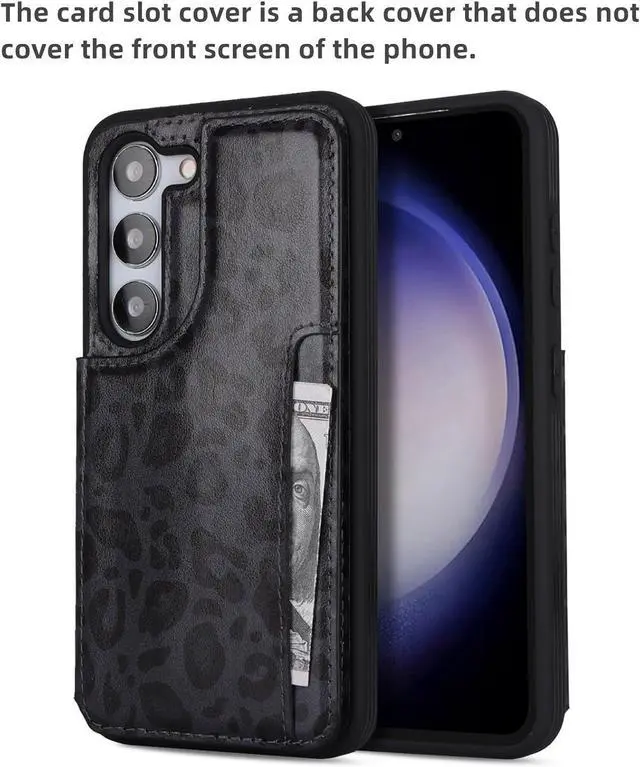 Alt view image 3 of 7 - iCoverCase Compatible with Samsung Galaxy S23 Case with Card Holder, S23 Wallet Case for Women Men [RFID Blocking] PU Leather Protective Phone Case for S23 5G (Black Leopard)