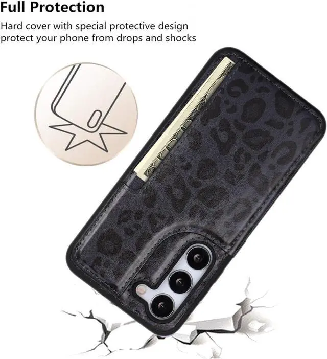 Alt view image 7 of 7 - iCoverCase Compatible with Samsung Galaxy S23 Case with Card Holder, S23 Wallet Case for Women Men [RFID Blocking] PU Leather Protective Phone Case for S23 5G (Black Leopard)