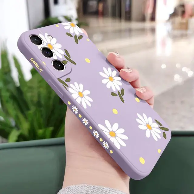 Alt view image 2 of 7 - for Samsung Galaxy S21 Case, Floral Creative Sides Fashionablee Designs Soft Silicone Slim Phone Cover for Galaxy S21, Daisy Purple