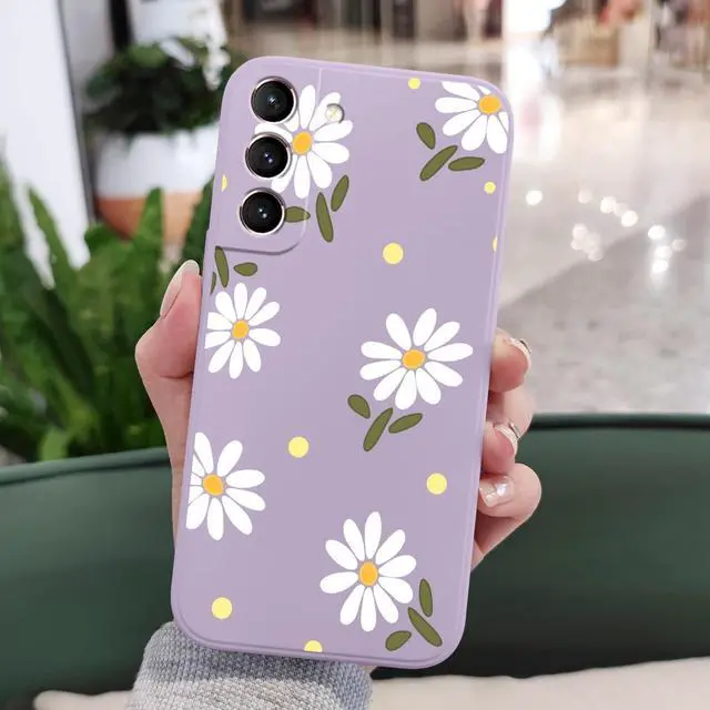 Alt view image 3 of 7 - for Samsung Galaxy S21 Case, Floral Creative Sides Fashionablee Designs Soft Silicone Slim Phone Cover for Galaxy S21, Daisy Purple