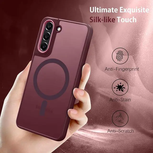 Alt view image 3 of 7 - DUEDUE Design for Samsung Galaxy S21 FE Case Magnetic[Compatible with Magsafe], Translucent Matte Back Full Protective Shockproof Cover Anti-Scratch Phone Case for Galaxy S21 FE 5G, Plum