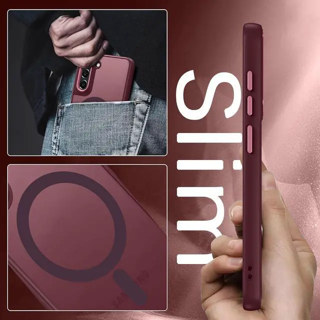 Alt view image 4 of 7 - DUEDUE Design for Samsung Galaxy S21 FE Case Magnetic[Compatible with Magsafe], Translucent Matte Back Full Protective Shockproof Cover Anti-Scratch Phone Case for Galaxy S21 FE 5G, Plum
