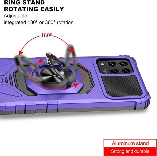 Alt view image 4 of 6 - Ailiber Case for Revvl 6X Pro, T Mobile Revvl 6 5G Phone Case with Screen Protector, Ring Kickstand for Magnetic Car Mount, Military Grade, Heavy Duty Shockproof Cover - Purple