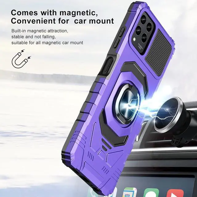 Alt view image 6 of 6 - Ailiber Case for Revvl 6X Pro, T Mobile Revvl 6 5G Phone Case with Screen Protector, Ring Kickstand for Magnetic Car Mount, Military Grade, Heavy Duty Shockproof Cover - Purple