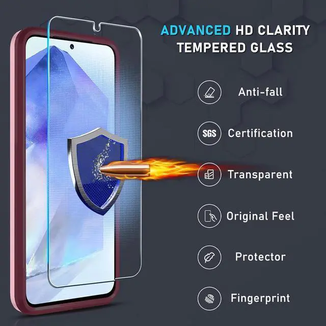 Alt view image 5 of 7 - Janmitta Compatible with Samsung Galaxy A35 5G Case with Screen Protector,Heavy Duty Shockproof Full Body Phone Cover Built in Metal Ring Holder Kickstand,2024 Cute Pink