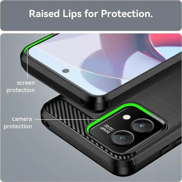 Alt view image 7 of 7 - for Motorola Moto G Stylus 5G 2023 case, with HD Screen Protector, Fashion Shock-Absorption Flexible TPU Bumper Soft Rubber Protective Phone Case Cove for Motorola Moto G Stylus 5G 2023, Black