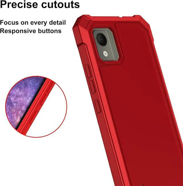 Alt view image 5 of 7 - Ailiber Case for Nokia C110 with Tempered Glass Screen Protector, 2 Layer Structure Protection, Shockproof Corners TPU Bumper, Military Grade Protective Cover - Red