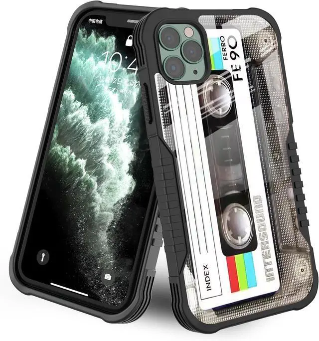 Main image of Compatible with iPhone 15 Pro Max Case Retro Cassette Tape Design for Men Boys, [Shockproof Bumper] [Anti-Scratch] [Anti-Slip] Heavy Duty Protection Cover