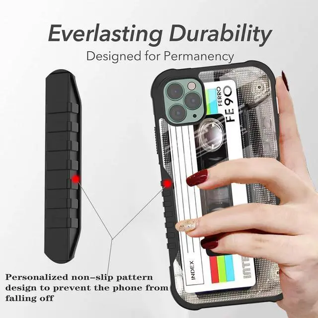Alt view image 4 of 6 - Compatible with iPhone 15 Pro Max Case Retro Cassette Tape Design for Men Boys, [Shockproof Bumper] [Anti-Scratch] [Anti-Slip] Heavy Duty Protection Cover