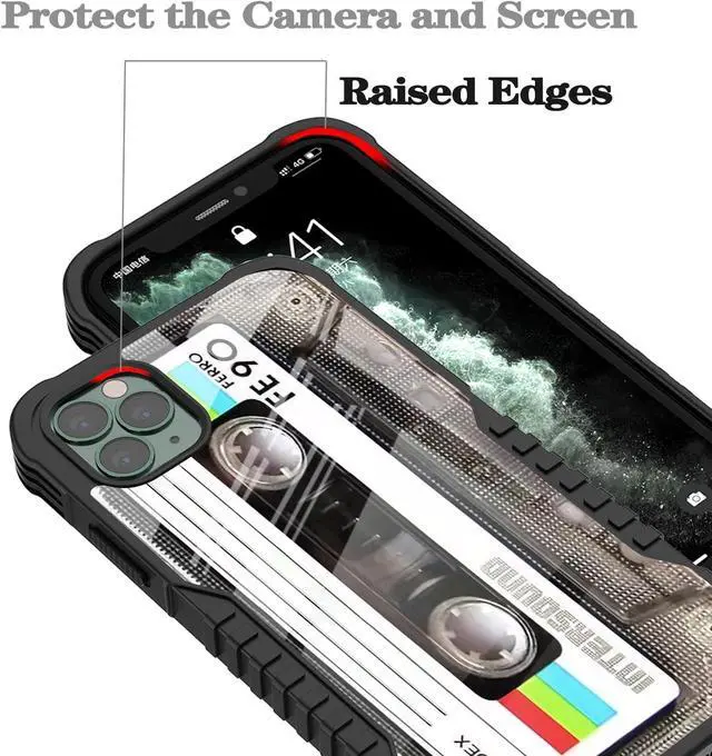 Alt view image 5 of 6 - Compatible with iPhone 15 Pro Max Case Retro Cassette Tape Design for Men Boys, [Shockproof Bumper] [Anti-Scratch] [Anti-Slip] Heavy Duty Protection Cover