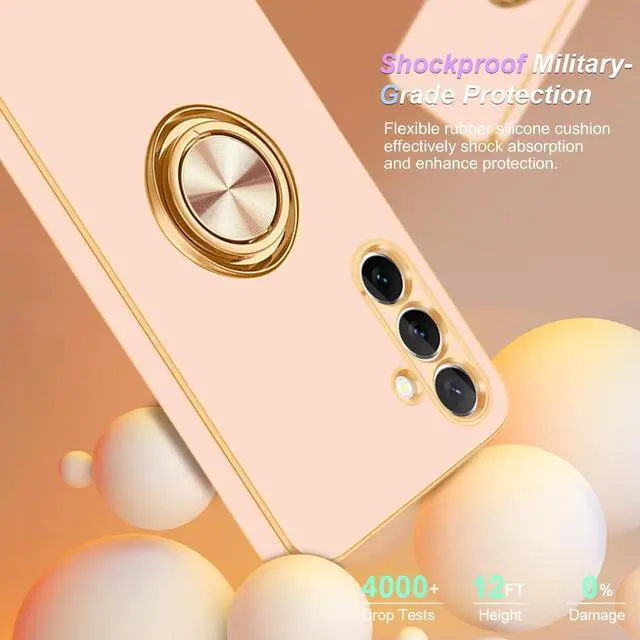Alt view image 3 of 7 - Fingic for Samsung Galaxy A15 5G Phone Case[with 360° Ring Holder][Support Magnetic Car Mount]Cute Kickstand Slim for Women Girls Nonslip Rugged Bumper Protective Case for Samsung Galaxy A15,Rose Gold