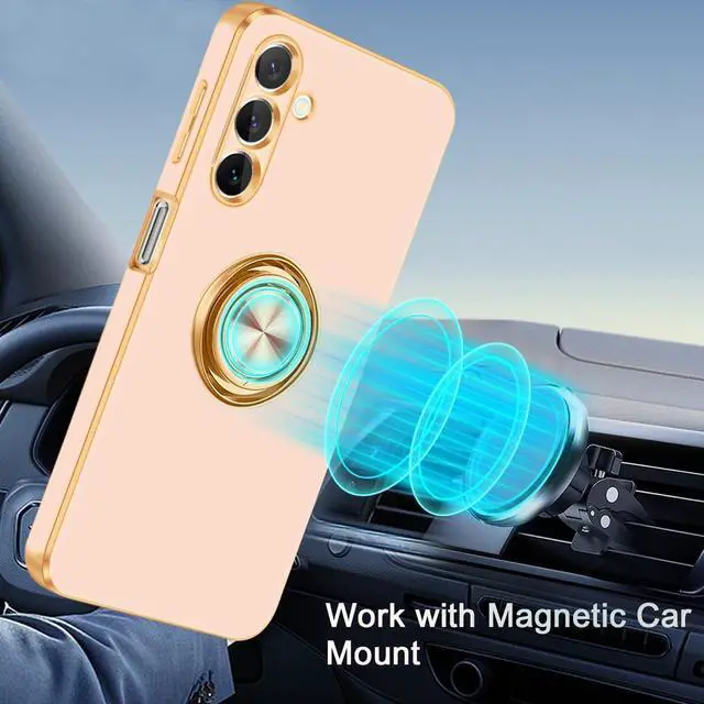 Alt view image 6 of 7 - Fingic for Samsung Galaxy A15 5G Phone Case[with 360° Ring Holder][Support Magnetic Car Mount]Cute Kickstand Slim for Women Girls Nonslip Rugged Bumper Protective Case for Samsung Galaxy A15,Rose Gold