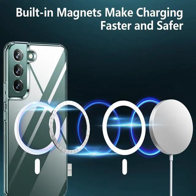 Alt view image 2 of 6 - TIANNIUKE Magnetic Case for Samsung Galaxy S22, Transparent and Yellow Resistant,Compatible with MagSafe,Slim Fit Shockproof Protective Phone Case for Galaxy S22 Case