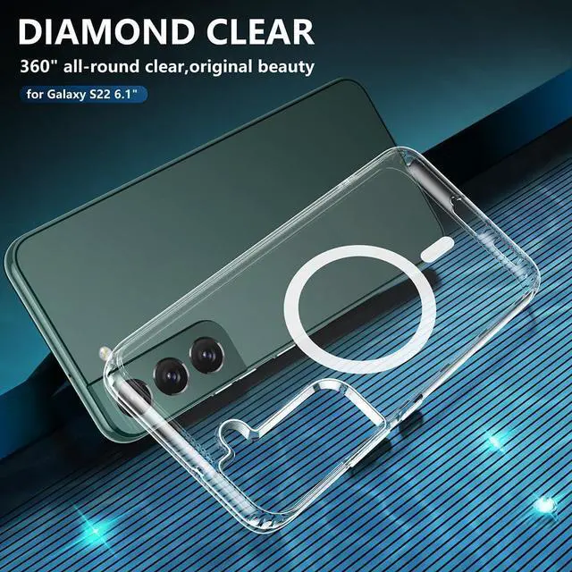 Alt view image 4 of 6 - TIANNIUKE Magnetic Case for Samsung Galaxy S22, Transparent and Yellow Resistant,Compatible with MagSafe,Slim Fit Shockproof Protective Phone Case for Galaxy S22 Case