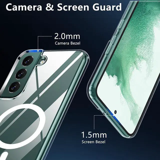 Alt view image 3 of 6 - TIANNIUKE Magnetic Case for Samsung Galaxy S22, Transparent and Yellow Resistant,Compatible with MagSafe,Slim Fit Shockproof Protective Phone Case for Galaxy S22 Case