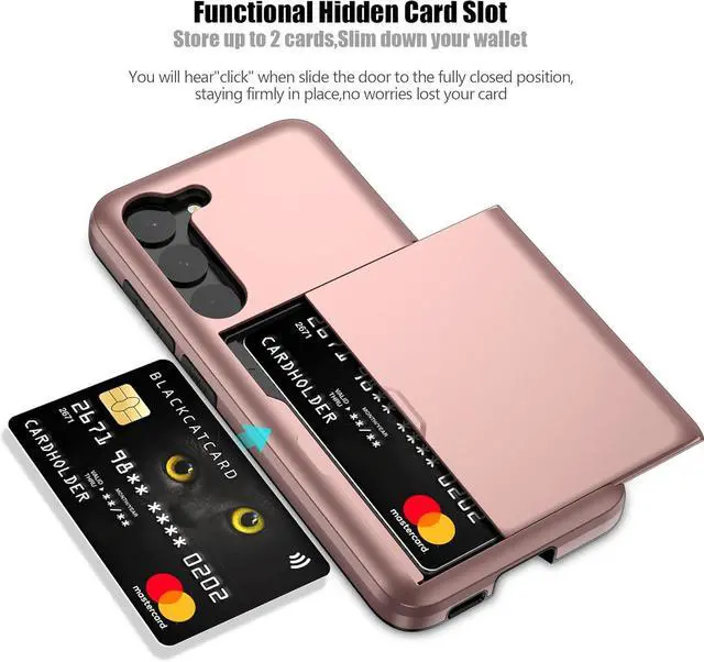 Alt view image 2 of 7 - Nvollnoe for Samsung S23 Plus Case with Card Holder 5G 6.6 inch Slim Dual Layer Heavy Duty Protective Hidden Card Slot Wallet Cover for Samsung S23 Plus(Rose Gold)