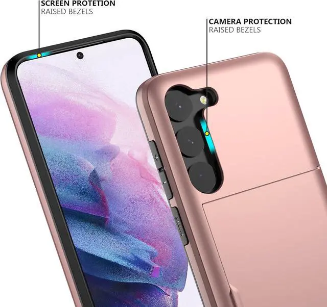 Alt view image 4 of 7 - Nvollnoe for Samsung S23 Plus Case with Card Holder 5G 6.6 inch Slim Dual Layer Heavy Duty Protective Hidden Card Slot Wallet Cover for Samsung S23 Plus(Rose Gold)