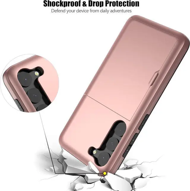 Alt view image 5 of 7 - Nvollnoe for Samsung S23 Plus Case with Card Holder 5G 6.6 inch Slim Dual Layer Heavy Duty Protective Hidden Card Slot Wallet Cover for Samsung S23 Plus(Rose Gold)