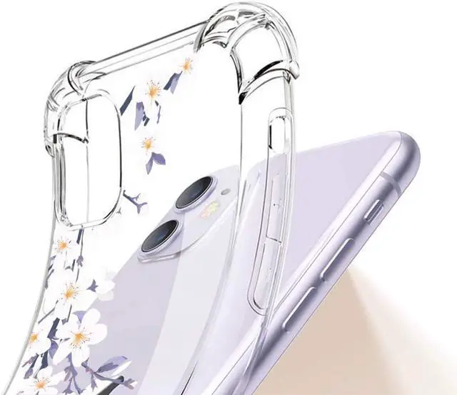 Alt view image 7 of 7 - Clear Flower Designed for iPhone 11 Case with Screen Protector, Soft Shockproof Protective Transparent Bumper Cover for Women Girls Floral Pattern Phone Case 6.1 Inch (Windflower/White)