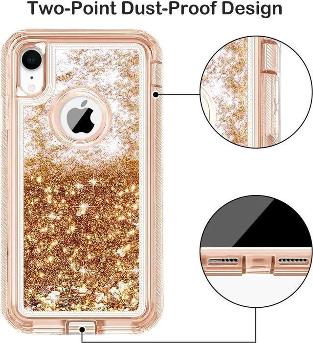 Alt view image 3 of 7 - JAKPAK Case for iPhone XR Case Glitter Bling Sparkle for Girls Woman for iPhone XR Case Heavy Duty Shockproof Full Body Protective Shell Hard PC Bumper and TPU Back Cover for iPhone XR 10R Rose Gold