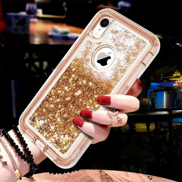 Alt view image 6 of 7 - JAKPAK Case for iPhone XR Case Glitter Bling Sparkle for Girls Woman for iPhone XR Case Heavy Duty Shockproof Full Body Protective Shell Hard PC Bumper and TPU Back Cover for iPhone XR 10R Rose Gold