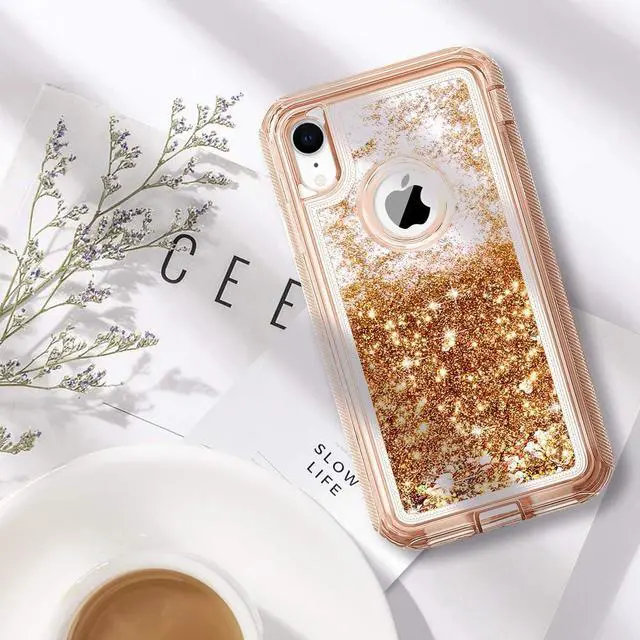 Alt view image 7 of 7 - JAKPAK Case for iPhone XR Case Glitter Bling Sparkle for Girls Woman for iPhone XR Case Heavy Duty Shockproof Full Body Protective Shell Hard PC Bumper and TPU Back Cover for iPhone XR 10R Rose Gold