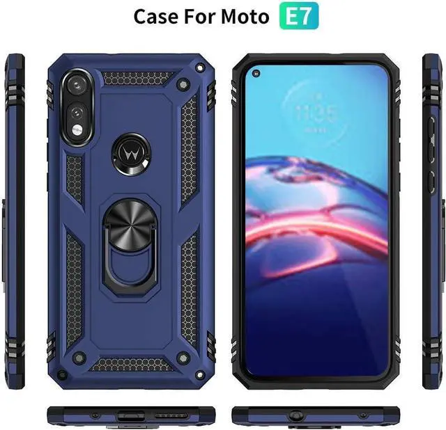 Alt view image 4 of 7 - for Moto E Phone Case, Moto E Case with HD Screen Protector, Military Grade Protective Cases with Ring for Moto E 2020 (Blue)