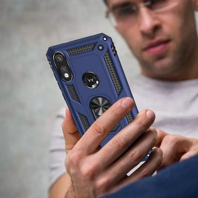 Alt view image 5 of 7 - for Moto E Phone Case, Moto E Case with HD Screen Protector, Military Grade Protective Cases with Ring for Moto E 2020 (Blue)