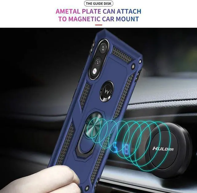 Alt view image 6 of 7 - for Moto E Phone Case, Moto E Case with HD Screen Protector, Military Grade Protective Cases with Ring for Moto E 2020 (Blue)