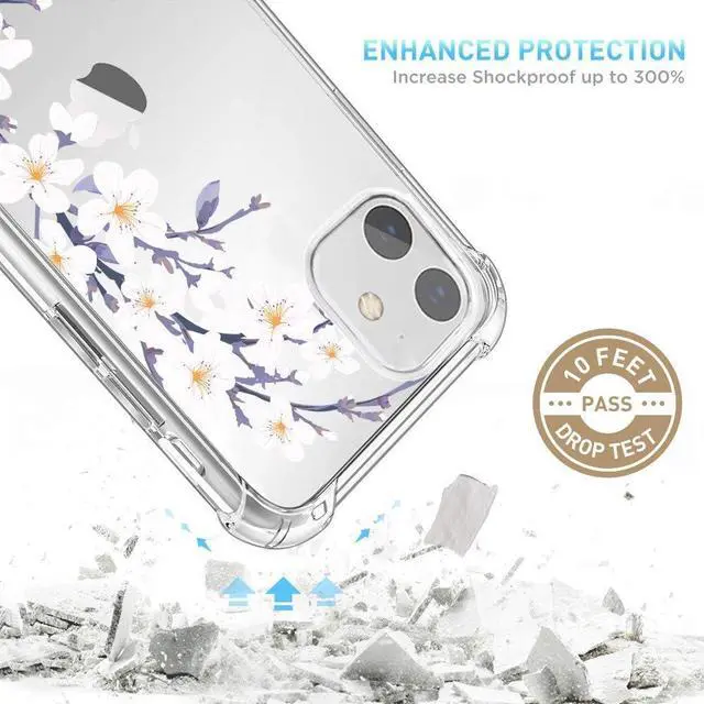 Alt view image 3 of 7 - Clear Flower Designed for iPhone 11 Case with Screen Protector, Soft Shockproof Protective Transparent Bumper Cover for Women Girls Floral Pattern Phone Case 6.1 Inch (Windflower/White)