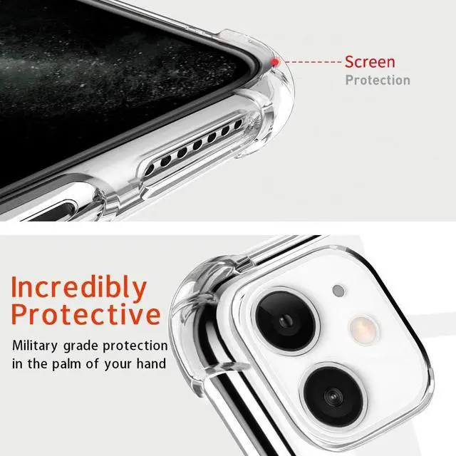 Alt view image 4 of 7 - Clear Flower Designed for iPhone 11 Case with Screen Protector, Soft Shockproof Protective Transparent Bumper Cover for Women Girls Floral Pattern Phone Case 6.1 Inch (Windflower/White)