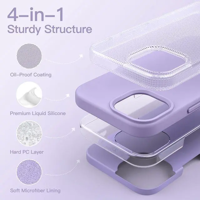 Alt view image 3 of 6 - JETech Silicone Case for iPhone 14 Plus 6.7-Inch, Silky-Soft Touch Full-Body Protective Phone Case, Shockproof Cover with Microfiber Lining (Light Purple)