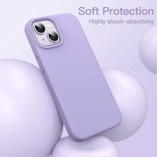 Alt view image 4 of 6 - JETech Silicone Case for iPhone 14 Plus 6.7-Inch, Silky-Soft Touch Full-Body Protective Phone Case, Shockproof Cover with Microfiber Lining (Light Purple)